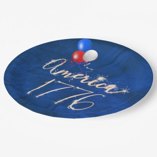 4 juli Sparkler Blue Papieren Bordje (Gekanteld)