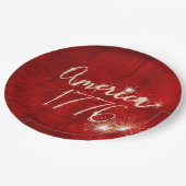 4 juli — Sparkler Red Leather Papieren Bordje (Gekanteld)