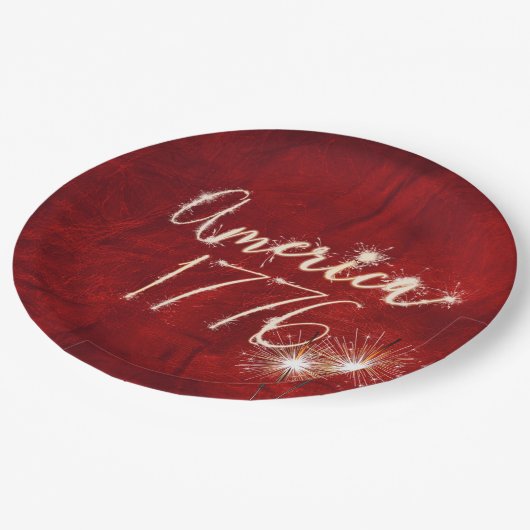 4 juli — Sparkler Red Leather Papieren Bordje (Gekanteld)