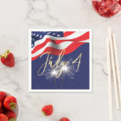 4 juli Sparklers en Flag Napkins Servet (Insitu)