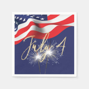 4 juli Sparklers en Flag Napkins Servet