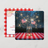 4 juli Sparklers en vlaggen Kaart (Voorkant / Achterkant)