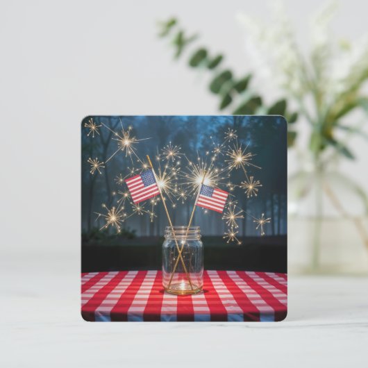 4 juli Sparklers en vlaggen Kaart (Staand voorkant)