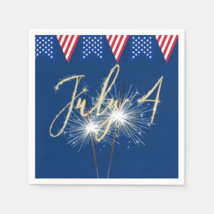 4 juli Sparklers met Flags Napkins Servet