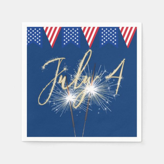 4 juli Sparklers met Flags Napkins Servet (Voorkant)