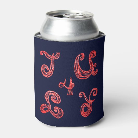 4 juli Sparkling Fabric Font Fireworks Koelbox Blikjeskoeler (Blikje Voorkant)