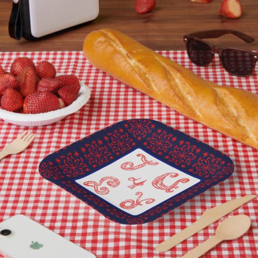 4 juli Sparkling Fabric Font Fireworks Papier Bord (Picknick)