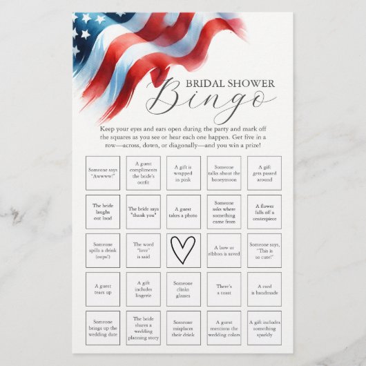 4 juli spel Bruidschuur Bingo Flyer (Voorkant)