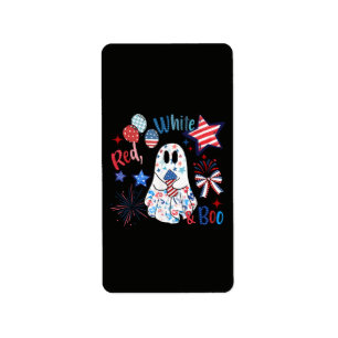 4 juli spook rood wit Boo patriottische Halloween Etiket