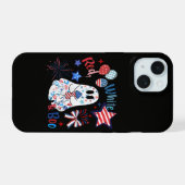 4 juli spook rood wit Boo patriottische Halloween iPhone 15 Case (Achterkant horizontaal)