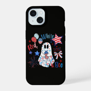 4 juli spook rood wit Boo patriottische Halloween iPhone 15 Case