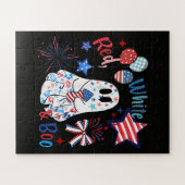 4 juli spook rood wit Boo patriottische Halloween Legpuzzel (Horizontaal)
