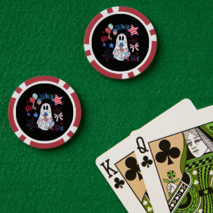 4 juli spook rood wit Boo patriottische Halloween Poker Chips
