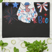 4 juli spook rood wit Boo patriottische Halloween Theedoek (Gevouwen)