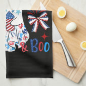 4 juli spook rood wit Boo patriottische Halloween Theedoek (Quarter Fold)