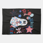 4 juli spook rood wit Boo patriottische Halloween Theedoek (Horizontaal)