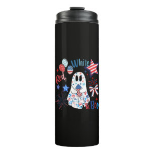 4 juli spook rood wit Boo patriottische Halloween Thermosbeker
