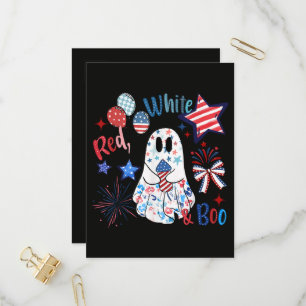 4 juli spook rood wit Boo patriottische Halloween Uitnodiging Briefkaart