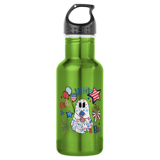4 juli spook rood wit Boo patriottische Halloween Waterfles (Voorkant)