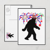 4 juli Squatchin' met vuurwerk Briefkaart (Voorkant / Achterkant)