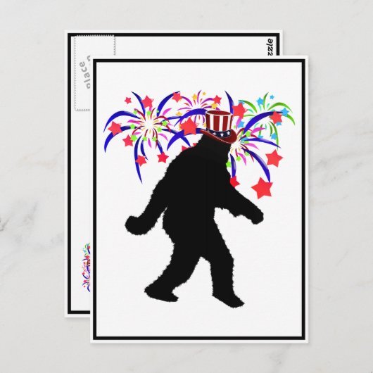 4 juli Squatchin' met vuurwerk Briefkaart (Voorkant / Achterkant)