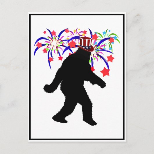 4 juli Squatchin' met vuurwerk Briefkaart (Voorkant)