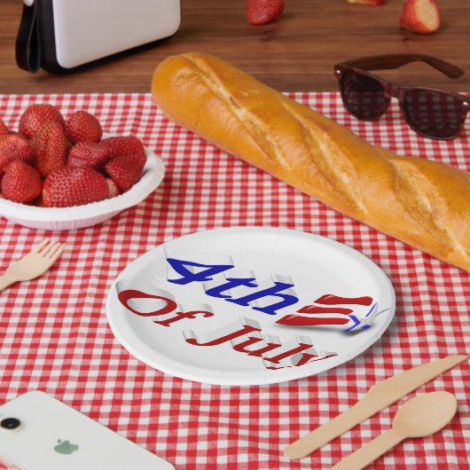 4 juli Star Stripes Papieren Bordje (Picknick)