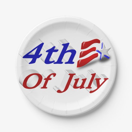4 juli Star Stripes Papieren Bordje (Voorkant)