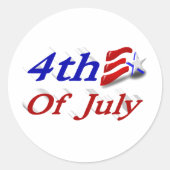 4 juli Star Stripes Ronde Sticker (Voorkant)