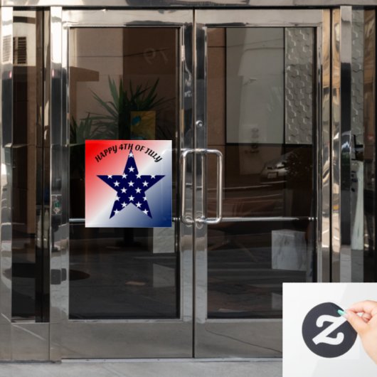 4 juli Star Window Cling Raamsticker (Kantoordeur)