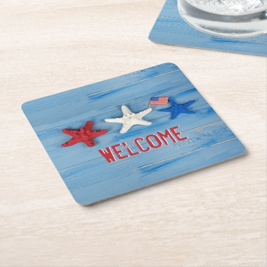 4 juli Starfish Kartonnen Onderzetters (Schuin)