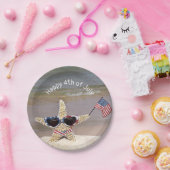 4 juli Starfish met Amerikaanse vlag Papieren Bordje (Feest)