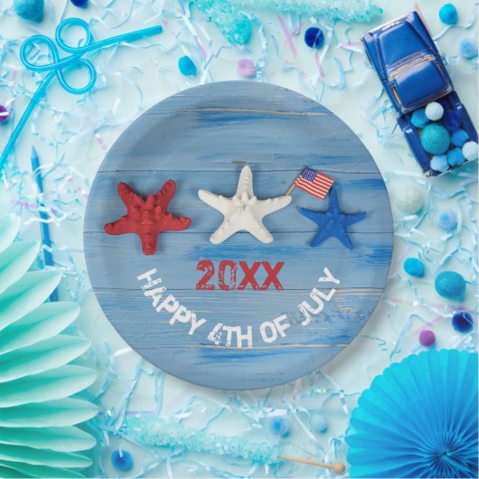 4 juli Starfish Papieren Bordje (Feest)