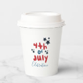 4 juli Stars BBQ Party Hand Lettering Papieren Bekers (Voorkant)