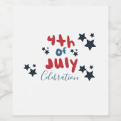 4 juli Stars BBQ Party Hand Lettering Wijn Etiket (Enkel label)