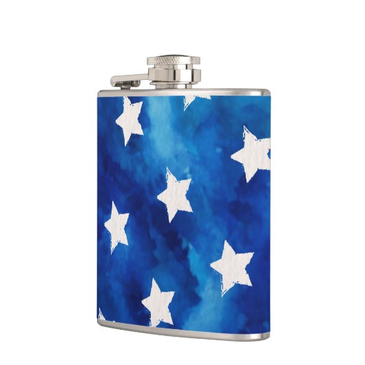 4 juli Stars Blue Tie Dye Pattern Heupfles (Links)