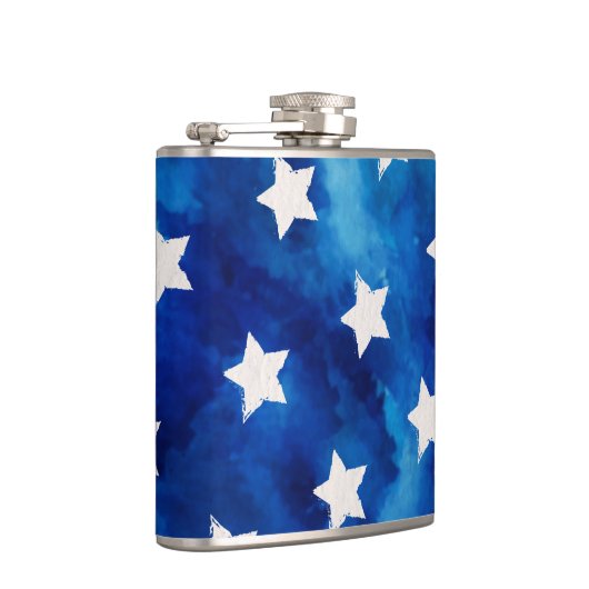 4 juli Stars Blue Tie Dye Pattern Heupfles (Rechts)