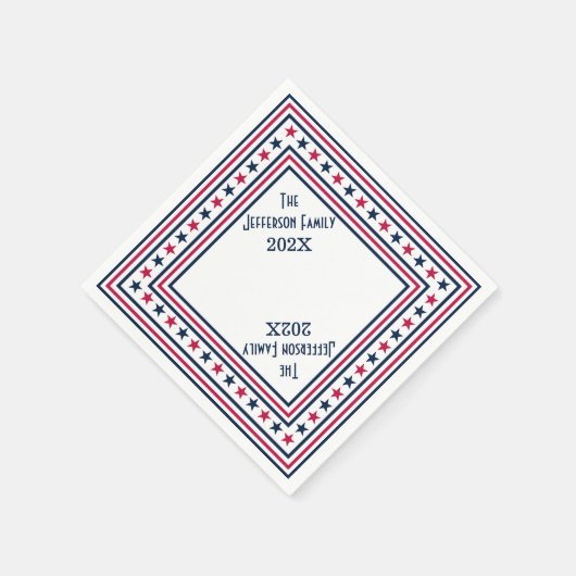 4 juli Stars en Stripes Aangepast naamjaar Servet (Hoek)