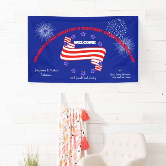 4 juli Stars-Stripes America Birthday Verenigde St Spandoek (Insitu)