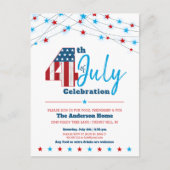 4 juli Stars Stripes Flag Red White Blue BBQ Uitnodiging Briefkaart (Voorkant)