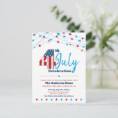 4 juli Stars Stripes Flag Red White Blue BBQ Uitnodiging Briefkaart (Staand voorkant)