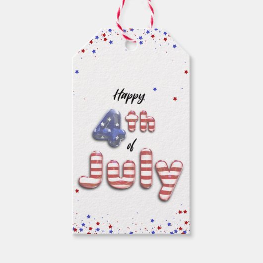 4 juli Stars Stripes Folie Balloons Cadeaulabel (Voorkant)