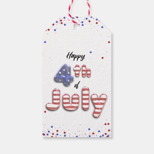 4 juli Stars Stripes Folie Balloons Cadeaulabel (Achterkant)