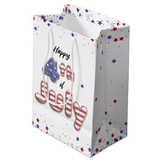 4 juli Stars Stripes Folie Balloons Medium Cadeauzakje (Achterkant Gekanteld)