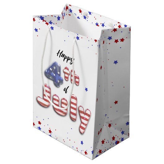 4 juli Stars Stripes Folie Balloons Medium Cadeauzakje (Voorkant Gekanteld)