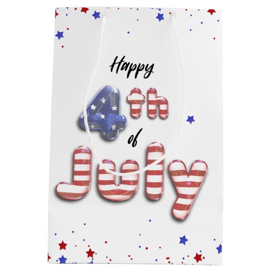 4 juli Stars Stripes Folie Balloons Medium Cadeauzakje (Achterkant)
