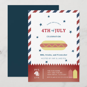 4 juli Stars & Stripes Hot Dog BBQ Kaart
