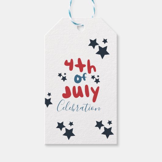 4 juli sterren BBQ  feest handlettering Cadeaulabel (Voorkant)