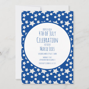 4 juli sterren en stippen blauw grijs kaart
