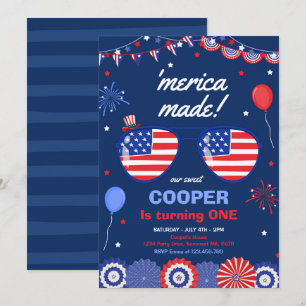 4 juli sterren en strepen 1e verjaardag kaart